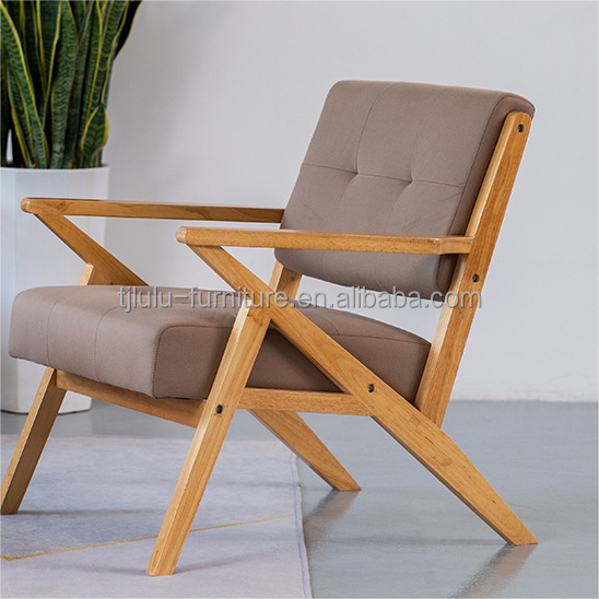 Solid Wood Fabric Wooden Sofa Chair W60*D73*H76CM The Ultimate Seating Solution for Modern Living Room and Hotel