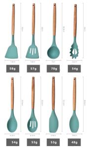 China 12-Piece Silicone Kitchenware Set with High Temperature Resistance and Oak Handle factory