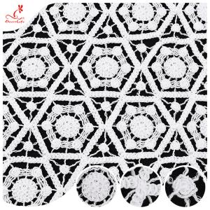 China White Guipure Lace Fabric Embroidery Cord Lace Fabrics For Dresses factory