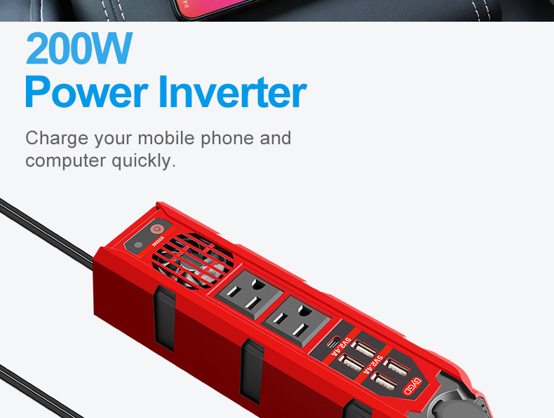 Smart Car Inverter 200W Power Inversor With Usb 200W Car Power Inverter Charger Car Power Inverter Adapter