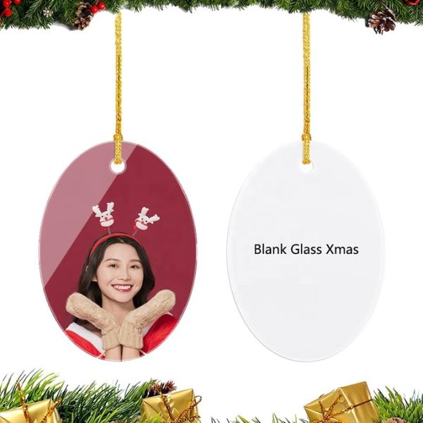 Blanks Clear Xmas Tree Hanging Ornament Decorations Glass Sublimation Christmas Ornaments