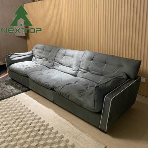 China Light Green Comfortable Fabric 3 4 5 6 Seater Long Sofa Customization factory