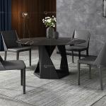 Luxury Marble Dining Table Black Metal Base Dining Furniture