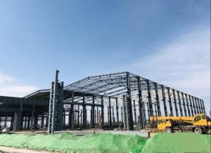 China Industrial Prefab Metal Workshop Building With Mmbrane Fabric / Heat Treated Frame factory
