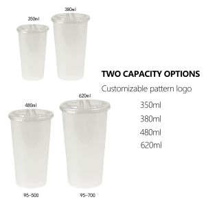 Custom Split Double Milk Tea Cup Take Away Plastic Cup with Lid