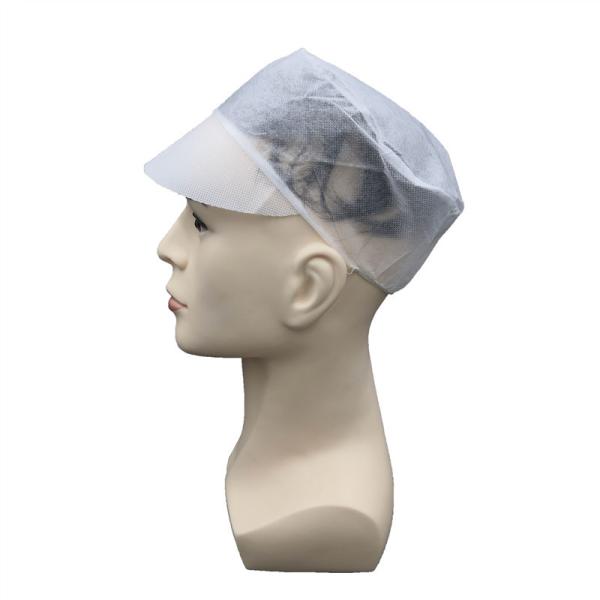 China Non Woven Disposable Worker Cap White With Snood factory