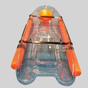 China Double Polycarbonate 2 Man Fishing Canoe , See Through Bottom Kayak With Pedals factory