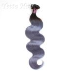 Two Tone Unprocessed Brazilian Virgin Remy Hair , Grey Curly Human Hair