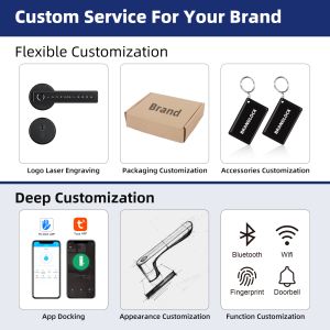 Smart Lever Door Handle with 6V (4x AAA Batteries) MF1 Card (13.56MHz) and