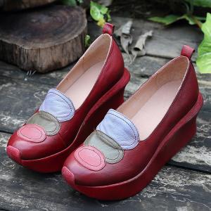 China S465 Women'S Shoes New Leather Casual Rocking Shoes Original Handmade Shoes Flat Color Matching Single Shoes factory