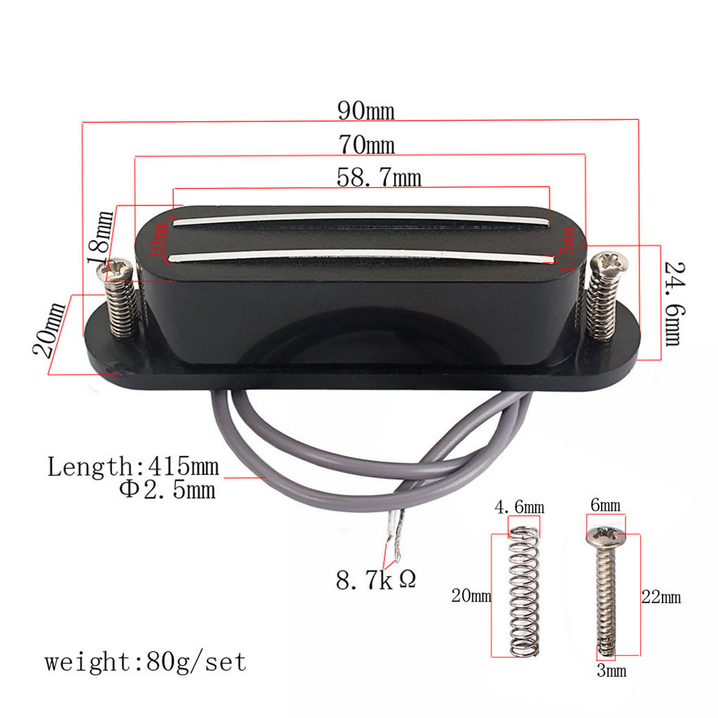 8.7K DC Resistance Mandolin Humbucker Pre Wired Double Coil Black Cover