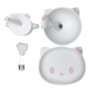 China Customized Sizes Cartoon Kitten Shape Baby Silicone Feeding Set Bpa Free factory