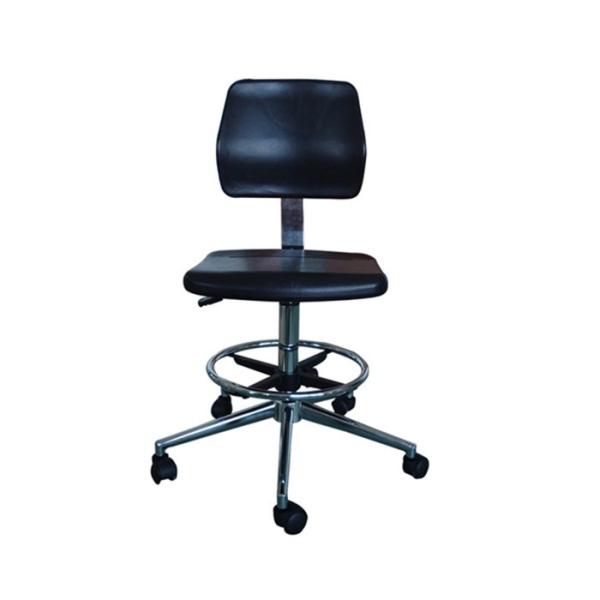 Static Dissipative ESD Safe Chairs PU Work Stool Foot Ring And Arm Rest Black