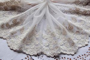 China Plum Blossom Embroidery Floral Nylon Lace Dress Fabric By The Yard 5.5” Width factory