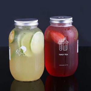 China Customized Logo PET Plastic Beverage Bottles 350ml 500ml factory