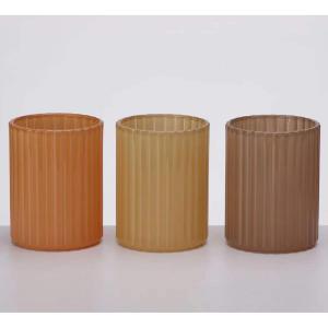 China CE Round Lead Free Glass Jar Candle Holders For Home Decoration Laser Etching factory