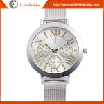 GV12 3 Subdials Watch Quartz Analog Watch Full Stainless Steel Band Roman