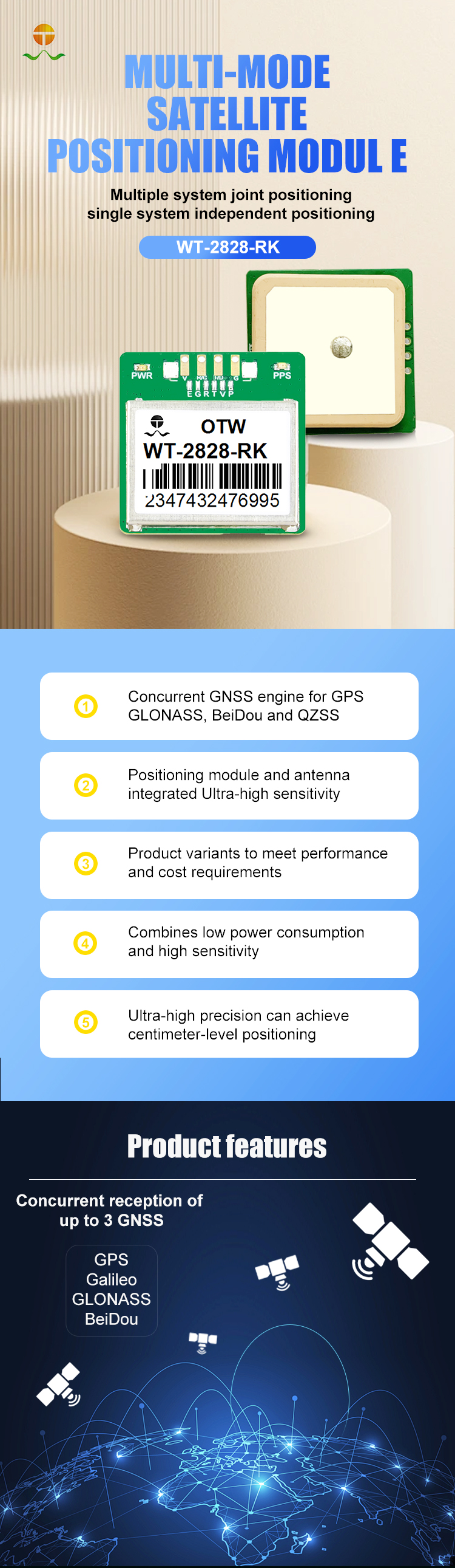 RTK GNSS Module GPS Antenna Centimeter Level Positioning