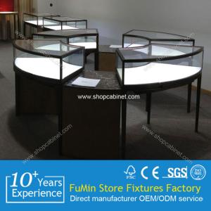China 2015 New design Acrylic Jewelry Display Case LED Lights rotating jewelry display cabinets factory