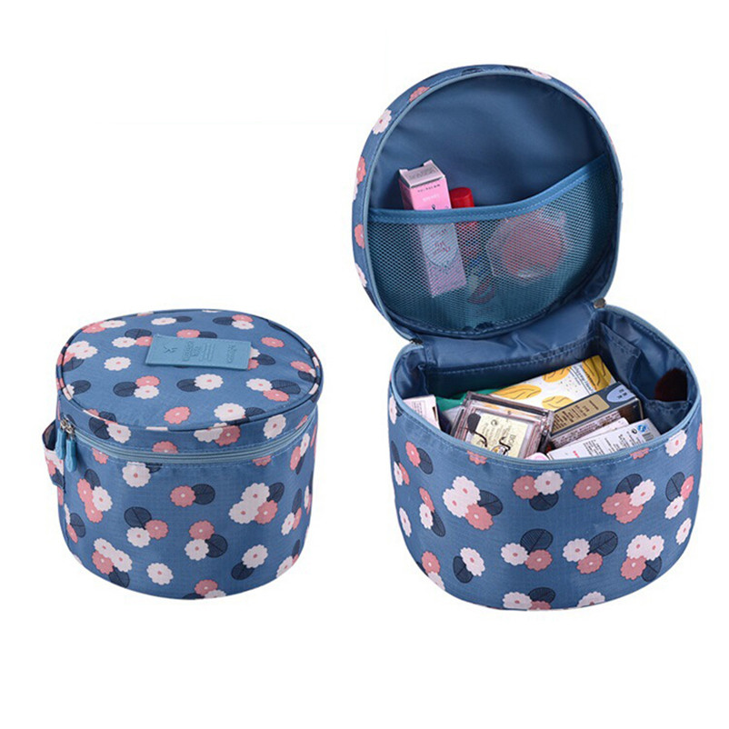 Outdoor Travel Beauty Storage Round Polyester Makeup Wash Bag