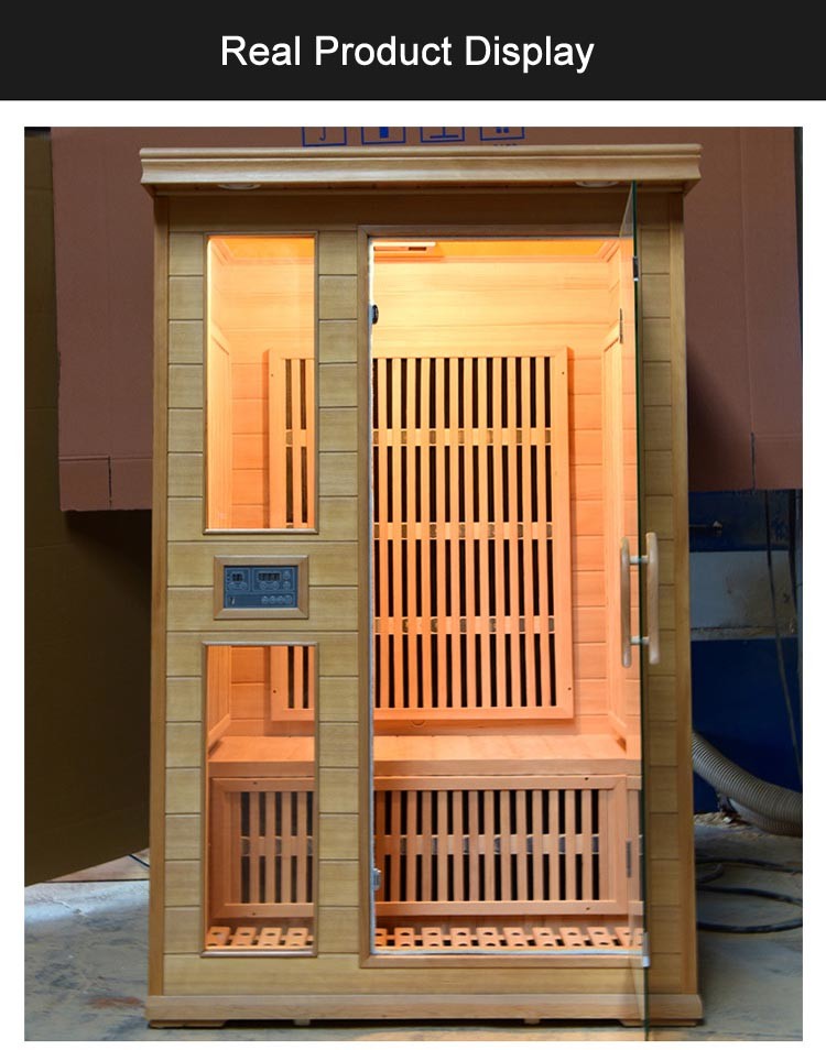 Wooden Infrared Sauna Room with Canadian Hemlock Wood Two Person Design