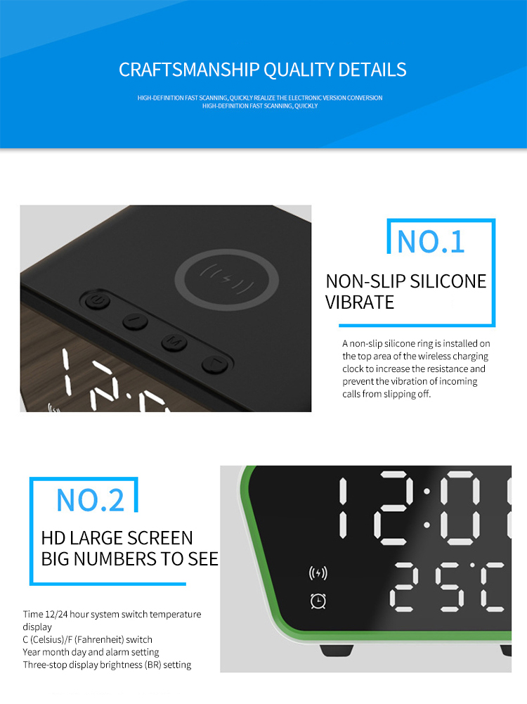 Oem Qi Wireless Charger Clock