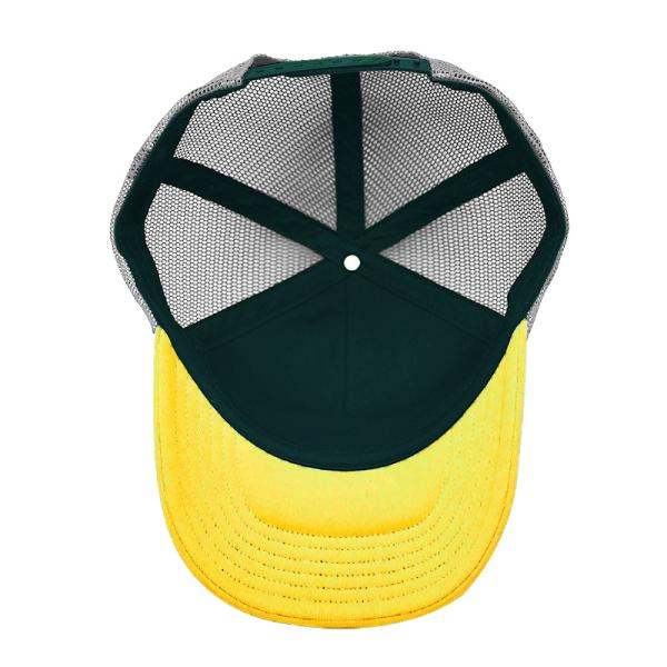 Custom 5 Panel Flat Brim Mesh Trucker Hat, Embroidered Woven Label Logo Foam Trucker Caps