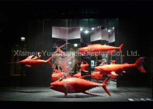 China Custom Red Color Fiberglass Fish Statues Normal Painting Surface Design factory