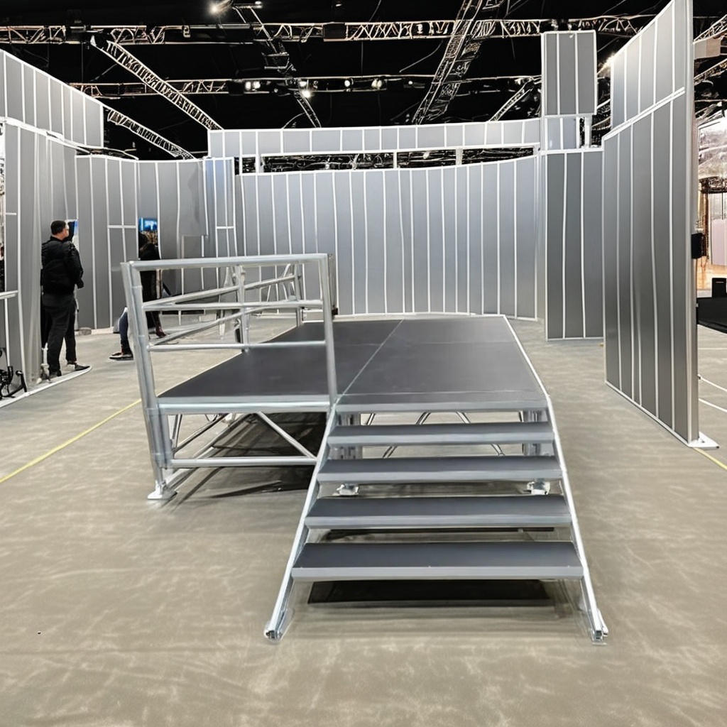 Adjustable Aluminum Folding Stage Platform With Alloy Stair Rise