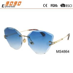 China New arrival Rimless metal sunglasses with plastic tip,UV 400 Protection Lens factory