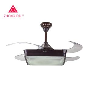 China Brown 70 Watt Flush Mount Retractable Ceiling Fan Light With Remote 5250lm factory