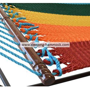 Patio Rainbow Caribbean Style Hammock , Soft Spun Polyester Caribbean Rope