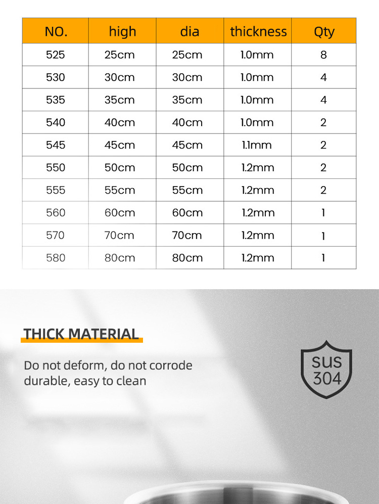 Factory Direct Sale Kitchen Cooking Pots Cookware 304 Stainless Steel Soup Bucket Metal Large Capacity Stock Bucket