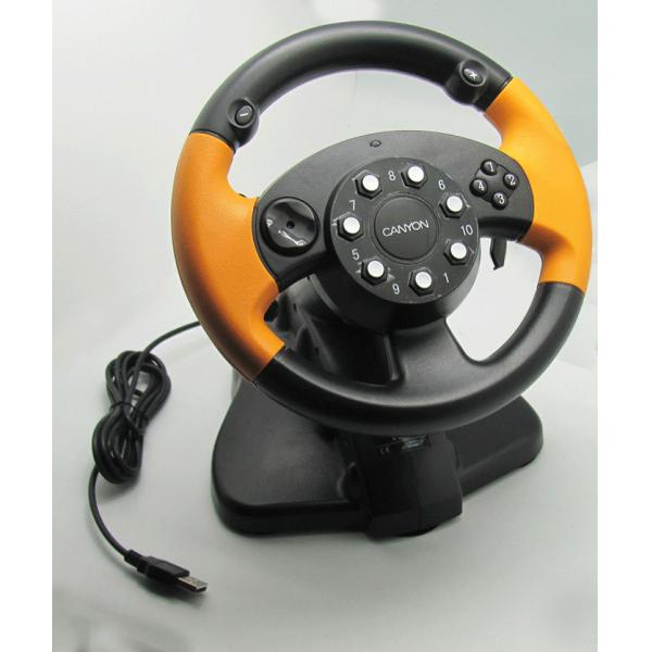 China Wired USB Vibration PC Gaming Steering Wheel With CD-ROM Driver factory