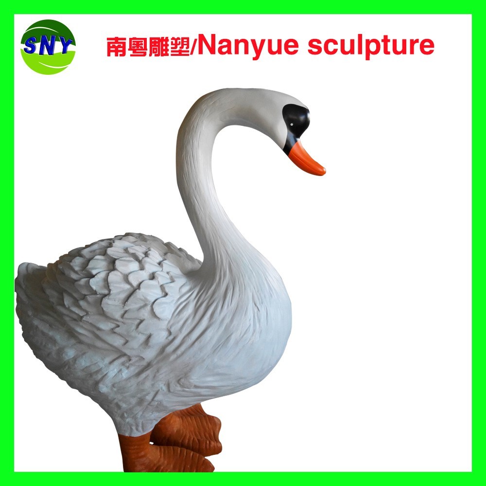 customize size fiberglass animal statue swan model as decoration statue in garden /square / shop/ mall