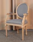 French style oak wood finish Linen fabric upholstery leisure chair/wooden dining