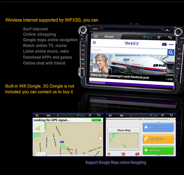 Ouchuangbo Android 4.2 DVD Stereo Radio Player for Volkswagen Caddy /Golf /MK5 /Golf Plus GPS 3G Wifi USB TV OCB-8814B