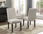 Nailhead Trim Nordic Fabric Dining Room Chairs With Black Powder Coated