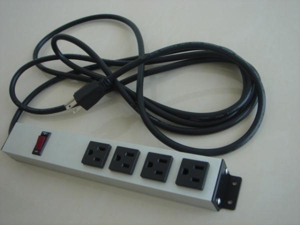 Waterproof Rack Mount PDU Power Strip 4 Way , Multi Port Extension Cord Heavy