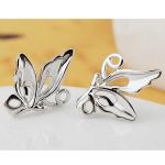Women's Fashion 925 Silver Plated Butterfly Style Stud Earrings (EESTUD09)