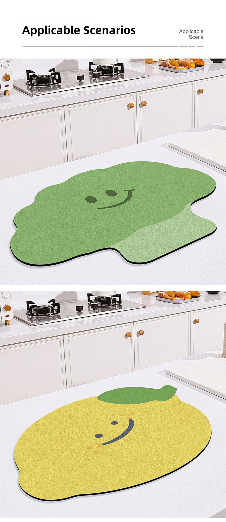 Rubber Kitchen Counter Draining Mat with Multi-Function Pattern and Yellow Color