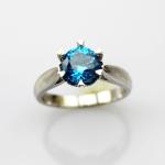 Women Jewelry 6mm Blue Topaz Cubic Zirconia 925 Silver Solitaire Ring (F09)