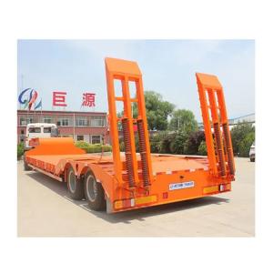 China Max Payload 80 Tons Low Bed Semi Truck Trailers 3 Axles for Heavy Equipment Transport factory