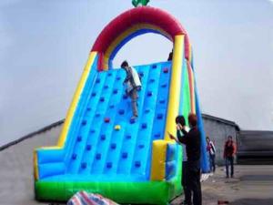 China Inflatable Amusement Park Games 7m Blue Rock Climbing Mountain For Kids factory