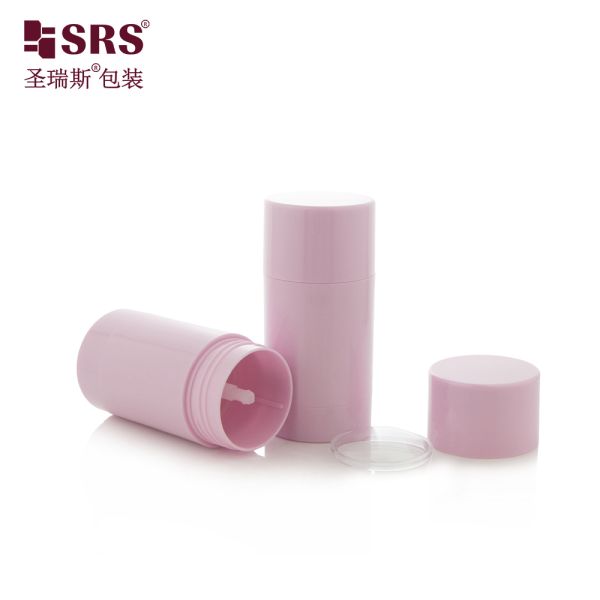 D042 50ML Custom Pink Color Round Shape Plastic Deodorant Stick Container Bottom Filling