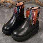 S031 Winter new fleece warm leather women's boots original leather hit color