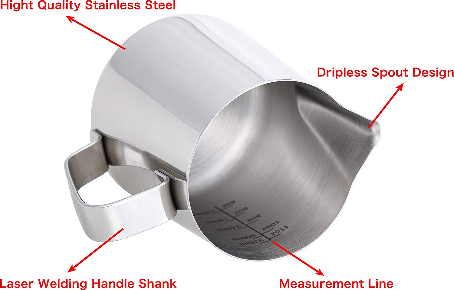 12 Oz Stainless Steel Milk Pitcher For Espresso Machine CE Certification