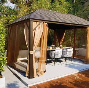 China 10x10 10x12 Aluminum Frame Pergola Outdoor Hardtop Gazebo Anti Mosquito factory