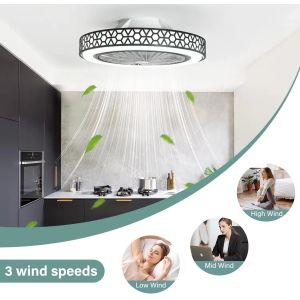 China art light Modern 19&quot; Enclosed Remote Control Ceiling Fan With Lamp Ceiling Fan With LED Light for Bedroom factory