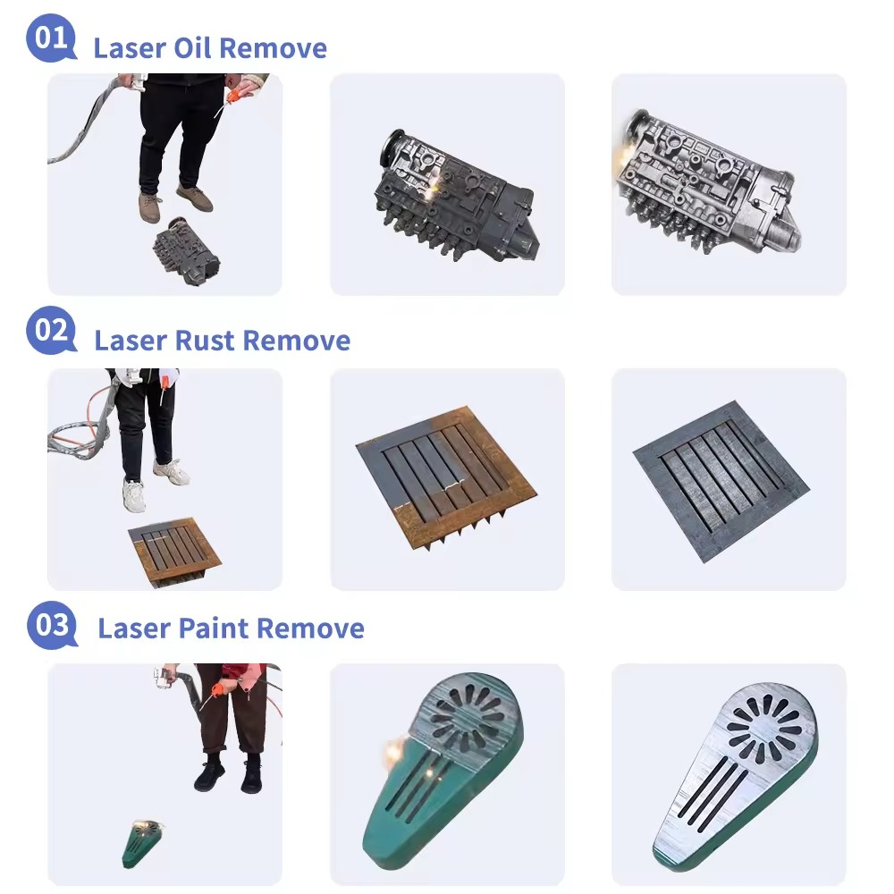 Surface Paint Cleaning Mini Air Cooling 50W 100w Hand Held Pulse Laser Cleaner for Manufacturing Plant Surface Treatment